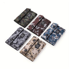 Men's Trifold Canvas Chain Wallet Zipper Card Holder