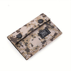 Men's Trifold Canvas Chain Wallet Zipper Card Holder