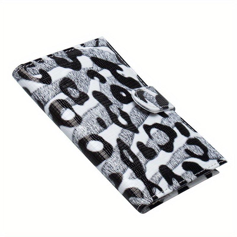 Leopard Print Men's Card Holder Buckle Passport With Three Card Slots