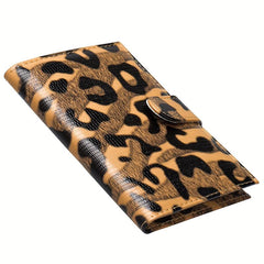 Leopard Print Men's Card Holder Buckle Passport With Three Card Slots
