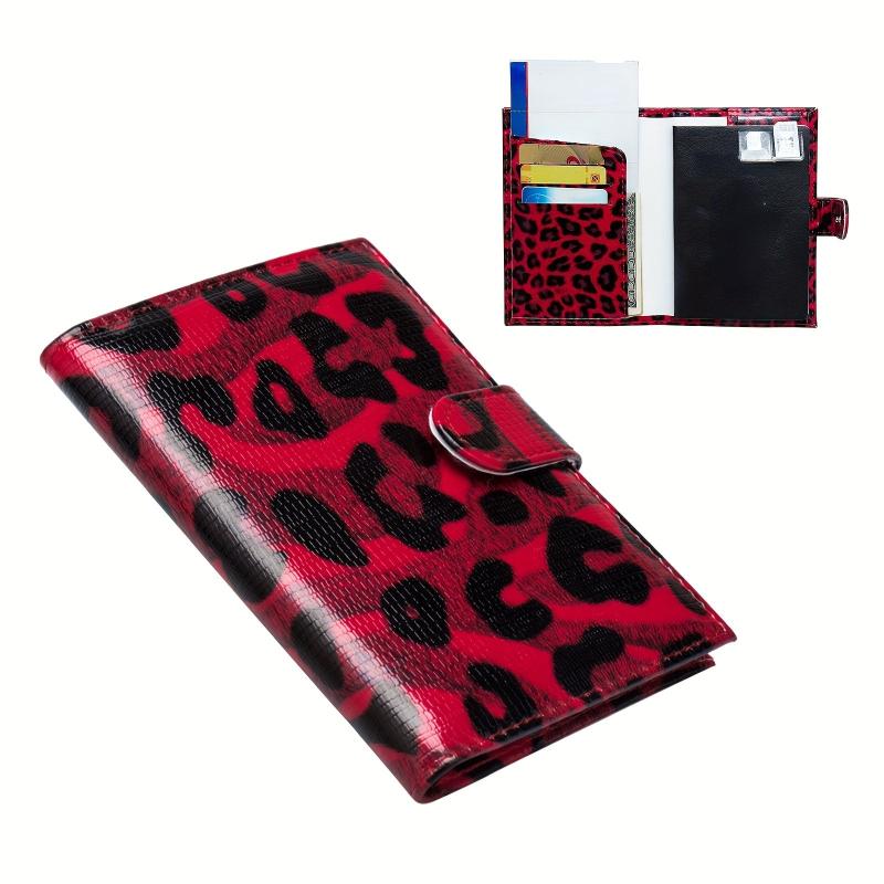 Leopard Print Men's Card Holder Buckle Passport With Three Card Slots