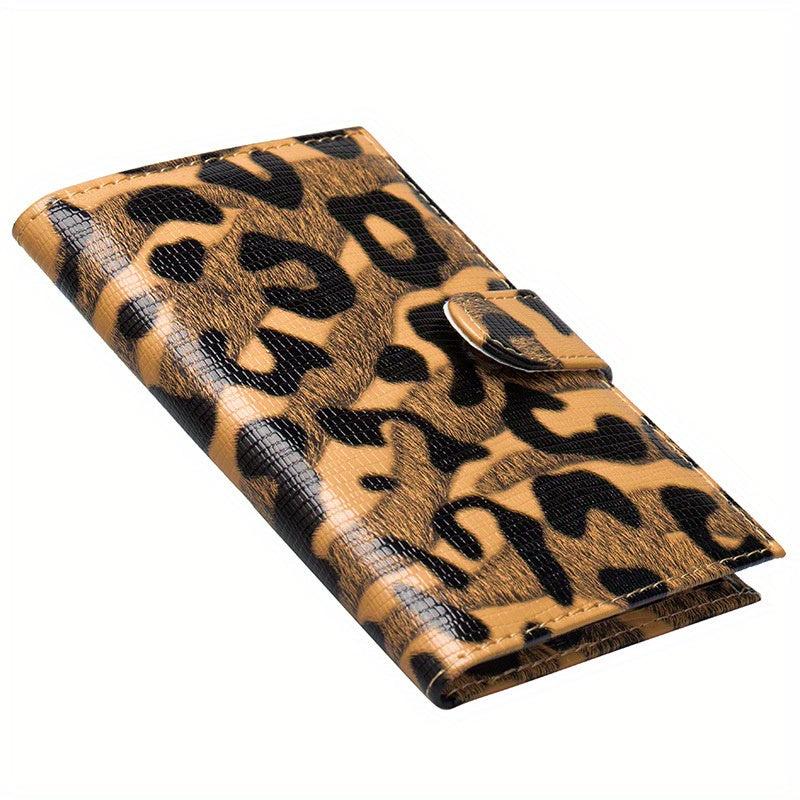 Leopard Print Men's Card Holder Buckle Passport With Three Card Slots