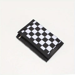 Men's Plaid Canvas Wallet with Coin Pocket Money Clip