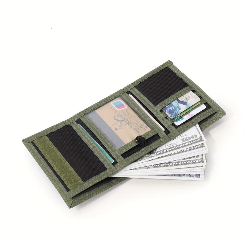 Men's Plaid Canvas Wallet with Coin Pocket Money Clip