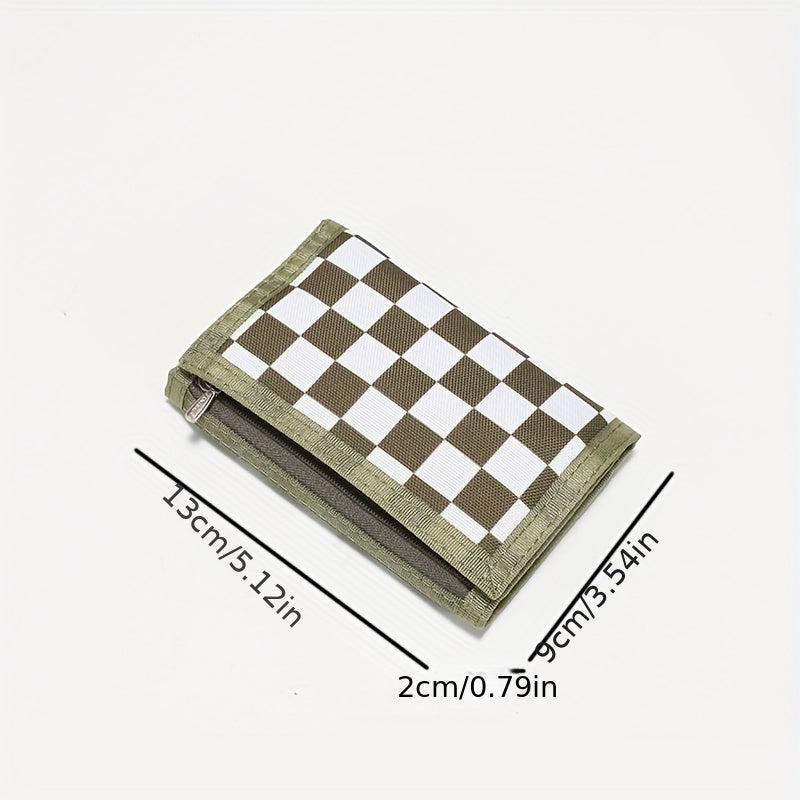 Men's Plaid Canvas Wallet with Coin Pocket Money Clip