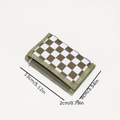 Men's Plaid Canvas Wallet with Coin Pocket Money Clip