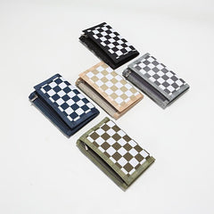 Men's Plaid Canvas Wallet with Coin Pocket Money Clip