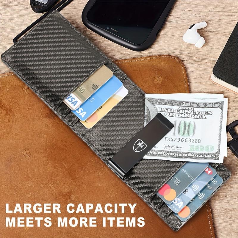 RFID Blocking Slim Leather Wallet Money Clip