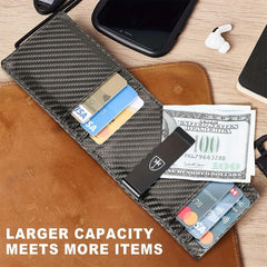 RFID Blocking Slim Leather Wallet Money Clip