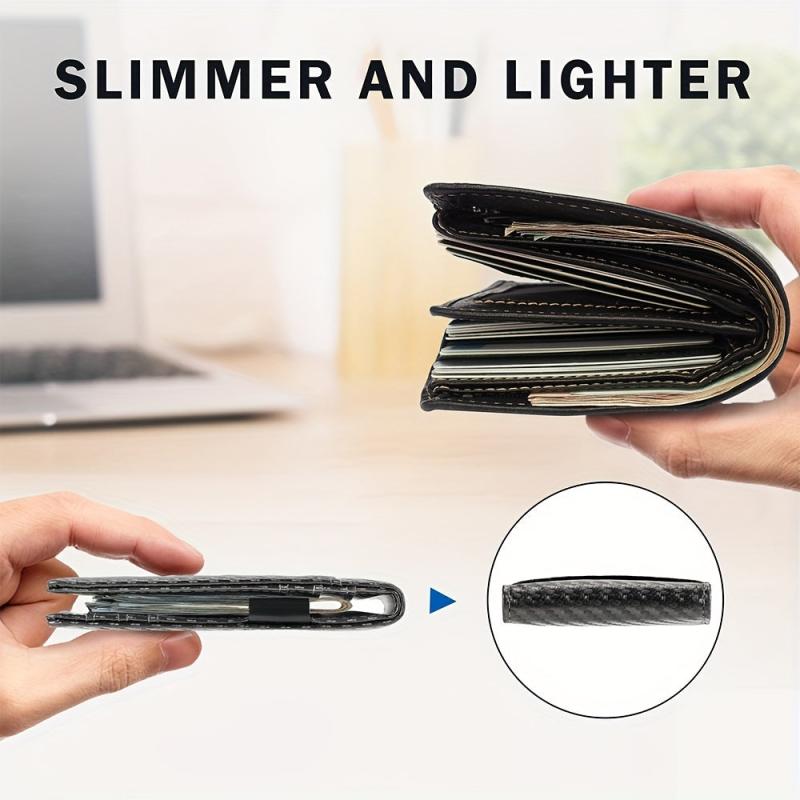 RFID Blocking Slim Leather Wallet Money Clip