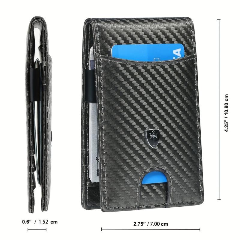 RFID Blocking Slim Leather Wallet Money Clip