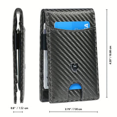 RFID Blocking Slim Leather Wallet Money Clip