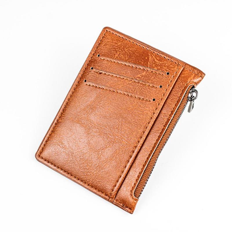 Ultra Thin Zipper Card Holder PU Leather Coin Pocket Wallet