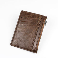 Ultra Thin Zipper Card Holder PU Leather Coin Pocket Wallet