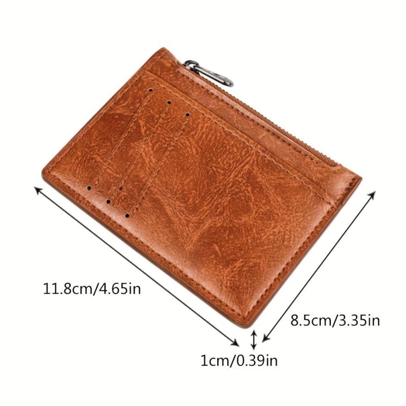 Ultra Thin Zipper Card Holder PU Leather Coin Pocket Wallet