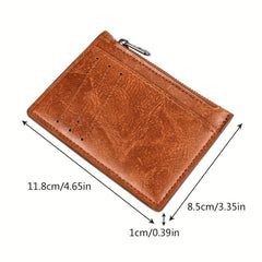 Ultra Thin Zipper Card Holder PU Leather Coin Pocket Wallet