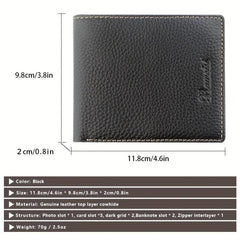 Men's Large Capacity Cowhide Wallet Business Card Holder