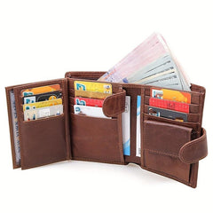 Men's Vintage Leather Buckle Wallet RFID Blocking Card Holder