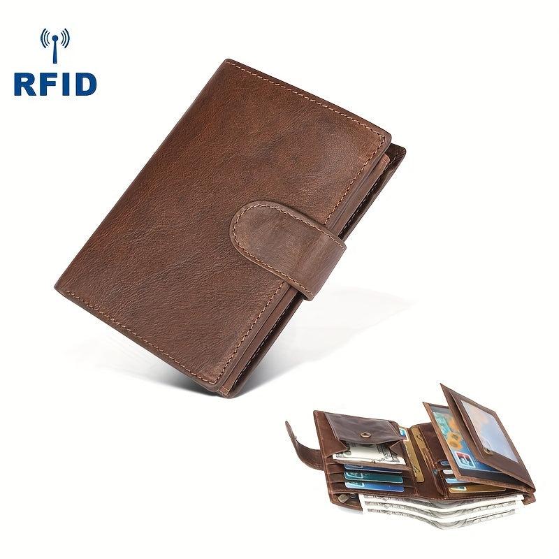 Men's Vintage Leather Buckle Wallet RFID Blocking Card Holder