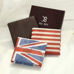 Retro Creative Printing Men's Short PU Leather Wallet