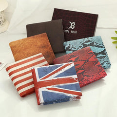 Retro Creative Printing Men's Short PU Leather Wallet