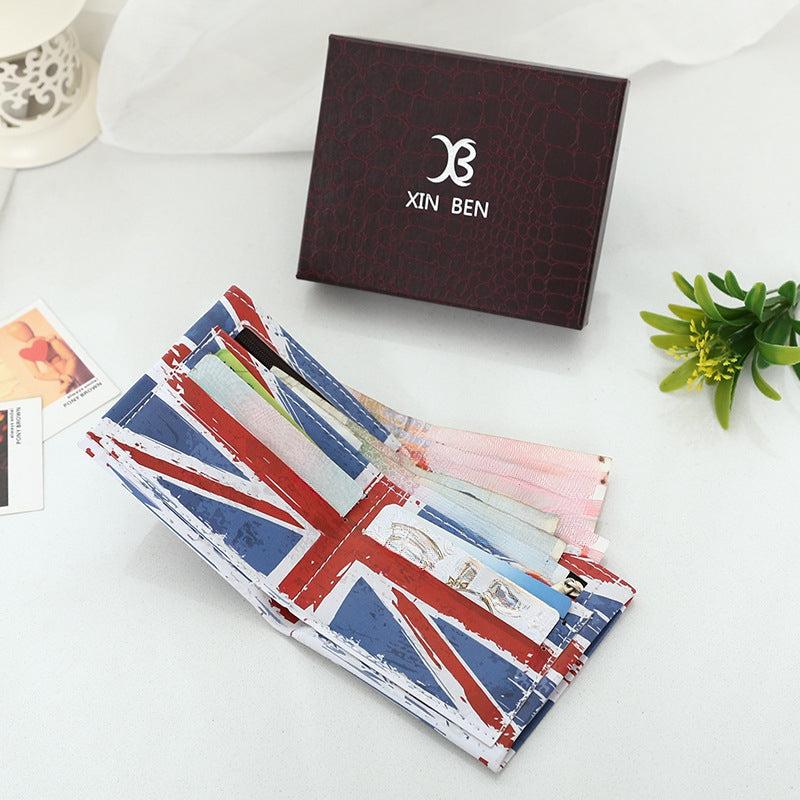 Retro Creative Printing Men's Short PU Leather Wallet