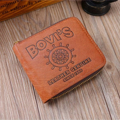 Men's Zipper Short Wallet Large Capacity Casual Vintage Short Wallet