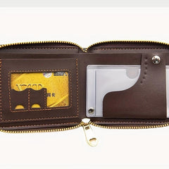 Men's Zipper Short Wallet Large Capacity Casual Vintage Short Wallet