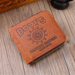 Men's Zipper Short Wallet Large Capacity Casual Vintage Short Wallet