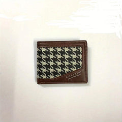 Men's Houndstooth Pattern Short Wallet Casual Wallet Large Capacity Card Holder