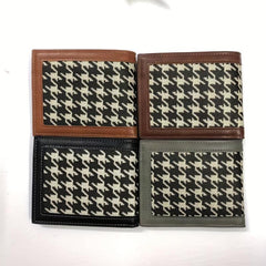 Men's Houndstooth Pattern Short Wallet Casual Wallet Large Capacity Card Holder