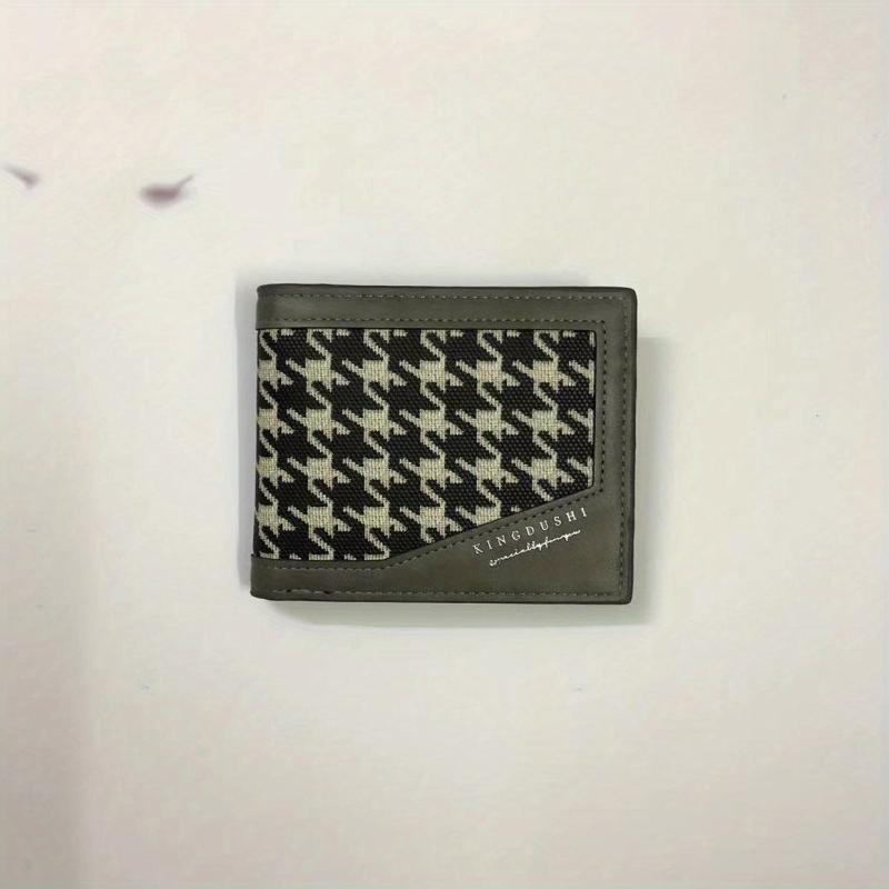 Men's Houndstooth Pattern Short Wallet Casual Wallet Large Capacity Card Holder