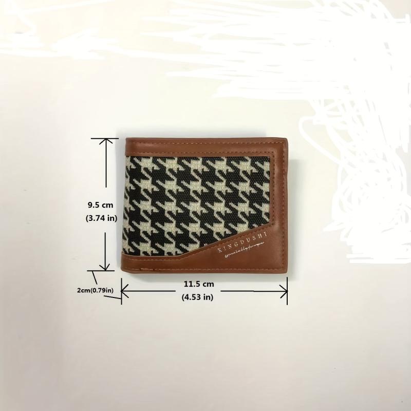 Men's Houndstooth Pattern Short Wallet Casual Wallet Large Capacity Card Holder