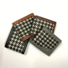 Men's Houndstooth Pattern Short Wallet Casual Wallet Large Capacity Card Holder
