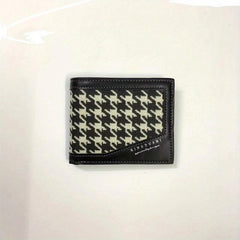 Men's Houndstooth Pattern Short Wallet Casual Wallet Large Capacity Card Holder