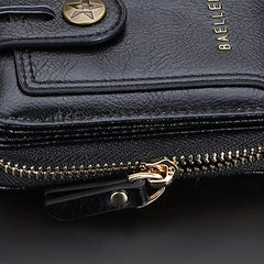 Men's Vintage Leather Short Wallet Bifold Zipper Coin Purse