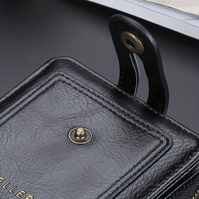 Men's Vintage Leather Short Wallet Bifold Zipper Coin Purse