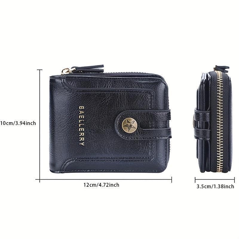 Men's Vintage Leather Short Wallet Bifold Zipper Coin Purse