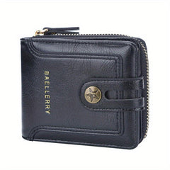 Men's Vintage Leather Short Wallet Bifold Zipper Coin Purse