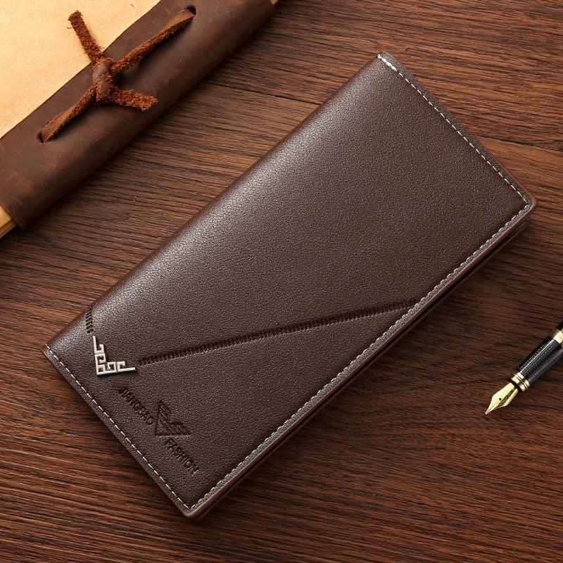 Men's Soft Leather Long Wallet Money Clip Clutch