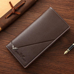 Men's Soft Leather Long Wallet Money Clip Clutch