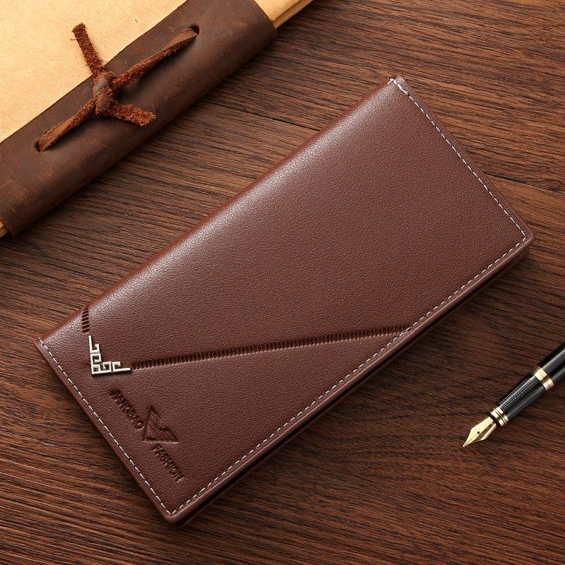 Men's Soft Leather Long Wallet Money Clip Clutch