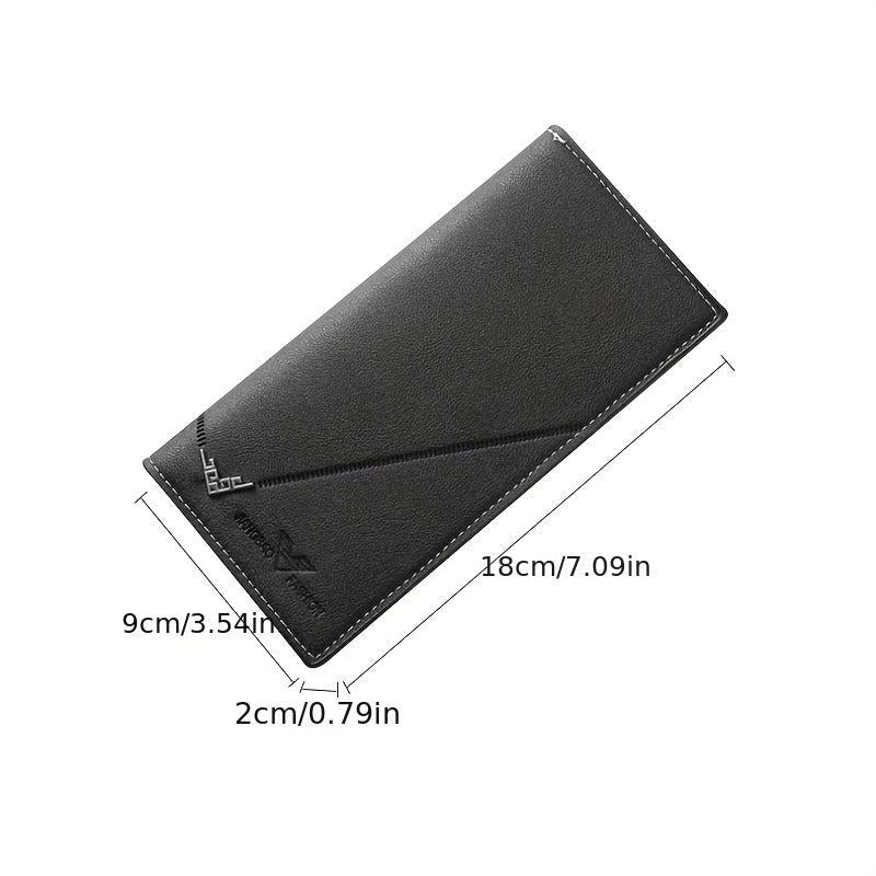 Men's Soft Leather Long Wallet Money Clip Clutch