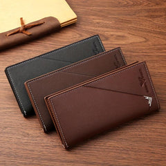 Men's Soft Leather Long Wallet Money Clip Clutch
