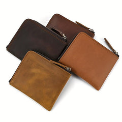 Retro Crazy Horse Leather Small Wallet Men's Coin Purse