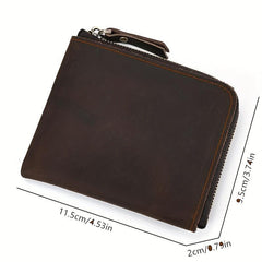 Retro Crazy Horse Leather Small Wallet Men's Coin Purse