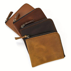 Retro Crazy Horse Leather Small Wallet Men's Coin Purse