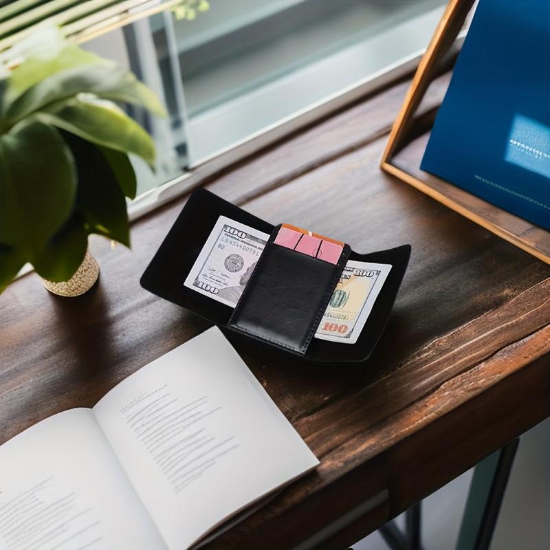 Slim Leather Money Clip Wallet for Men with 2 Card Slots