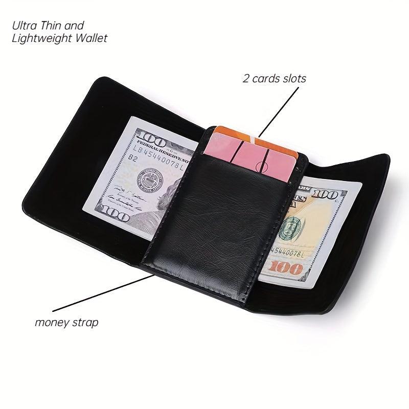Slim Leather Money Clip Wallet for Men with 2 Card Slots