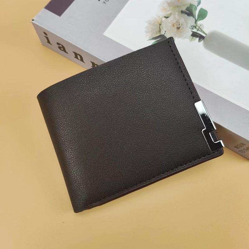 Men's Short Wallet with Metal Edge Decoration PU Leather Card Holder